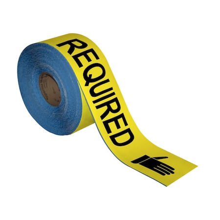 Superior Mark Floor Marking Message Tape, 4in x 100Ft , GLOVES REQUIRED IN-40-744I